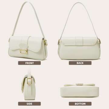 ONE2MAY Shoulder Bag Classic Clutch Purse Soft PU Leather Handbag for Women Trendy Purses Shoulder Purse Designer Bags (Off white)