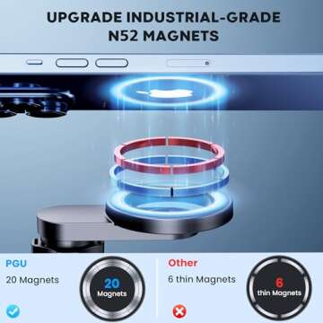 PGU for Magsafe Car Mount [Strongest Magnets] Magnetic Phone Holder for Car [Hands Free] Air Vent Car Cell Phone Holder Mount Car Accessories for iPhone 14 13 12 Pro Max Plus Mini MagSafe Case