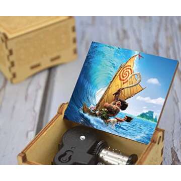 Sooharic Moana Music Box, Antique Carved Wind Up Music Box Gifts for Kids (Moana)