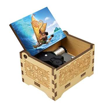 Sooharic Moana Music Box, Antique Carved Wind Up Music Box Gifts for Kids (Moana)