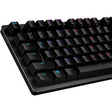 Logitech G512 Lightsync RGB Mechanical Gaming Keyboard, Carbon English Layout GX Blue Switch, Brushed Aluminum Case, USB Pass Through, 920-008936 (Renewed)