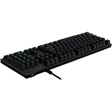 Logitech G512 Lightsync RGB Mechanical Gaming Keyboard, Carbon English Layout GX Blue Switch, Brushed Aluminum Case, USB Pass Through, 920-008936 (Renewed)