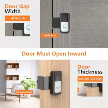 Anti-Theft Video Doorbell Mount for Homes and Rentals Black