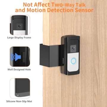 Anti-Theft Video Doorbell Mount for Homes and Rentals Black