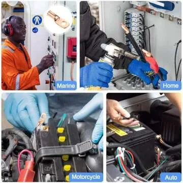 Maxdot 10 Pack UL Test Wire Lugs 8 Gauge Stud Ring Terminals Heavy Duty Copper Crimp Lugs Welding Cable Bare Copper Eyelet Lug with Heat Shrink Black, Red(8 AWG 1/4 Ring)