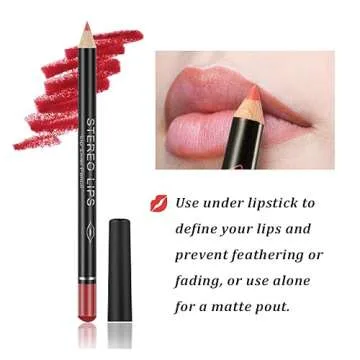 Matte Lip Liner Set with 12 Vivid Colors for All Occasions