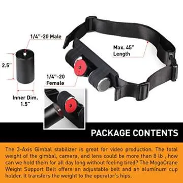 Kamerar MogoCrane Belt Kit, Weight Support for Single Handed Gimbal Stabilizer, DJI Ronin-S, Zhiyun Crane 2, Crane Plus, Moza Air 2, AirCross, Hold The Gimbal Easier and Longer