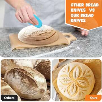 NeoRov Extractable & Magnetic Bread Lame Dough Scoring Tool - Professional Sourdough Scoring Tool - Sourdough Bread Baking & Bread Scoring Tool - Scoring Patterns booklet & 5 Razor Blades (Blue)