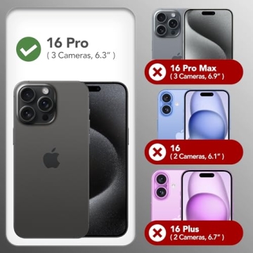 GONEZ iPhone 16 Pro Case with Screen & Camera Protectors