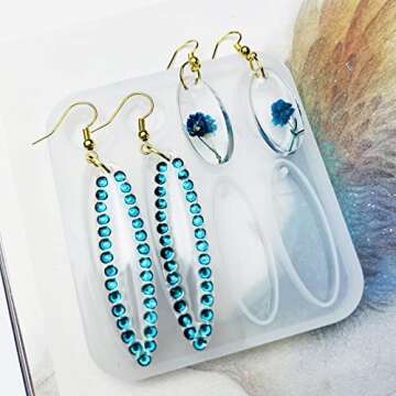 10pcs Resin Earring Mold,Silicone Resin Jewelry Molds Set for Epoxy Resin Dangle Pendant Molds for Women