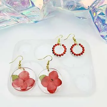10pcs Resin Earring Mold,Silicone Resin Jewelry Molds Set for Epoxy Resin Dangle Pendant Molds for Women