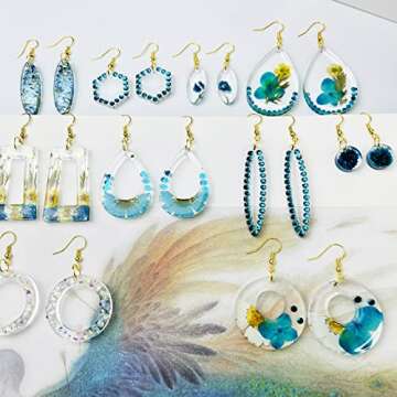 10pcs Resin Earring Mold,Silicone Resin Jewelry Molds Set for Epoxy Resin Dangle Pendant Molds for Women