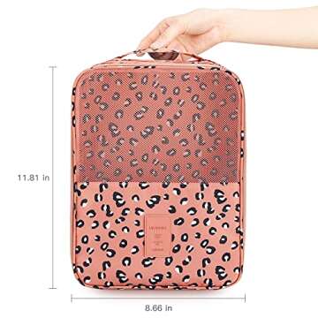 Shoe Travel Bags,Mossio Double Layer Closet Storage Organizer for Packing Multi Pink Leopard