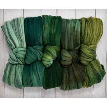 Living Dreams Yarn Hand Dyed Superfine Merino Tencel Roving for Spinning and Felting - 5oz Greenery