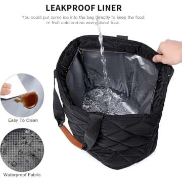 TIIOCTI Insulated Cooler Tote Bag - Large, Reusable Grocery Bag - Ideal for Travel, Picnics & Delive...