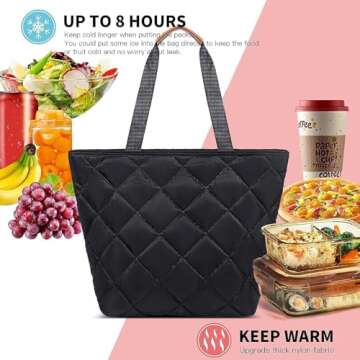 TIIOCTI Insulated Cooler Tote Bag - Large, Reusable Grocery Bag - Ideal for Travel, Picnics & Delivery - Keeps Food Hot or Cold