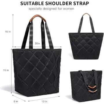 TIIOCTI Insulated Cooler Tote Bag - Large, Reusable Grocery Bag - Ideal for Travel, Picnics & Delivery - Keeps Food Hot or Cold