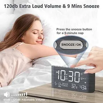 Large LED Digital Alarm Clock with USB Charging