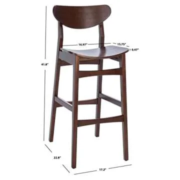 SAFAVIEH Home Collection Thaxton Mid-Century Farmhouse Walnut 30-inch Bar Stool Set of 2
