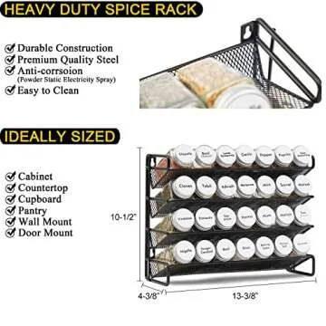 SpaceAid Spice Rack Organizer with 28 Spice Jars, 386 Spice Labels, Chalk Marker and Funnel Set for Cabinet, Countertop, Pantry, Cupboard or Door & Wall Mount - 28 Jars, 13.4" W × 10.8" H, White