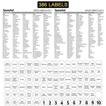 SpaceAid Spice Rack Organizer with 28 Spice Jars, 386 Spice Labels, Chalk Marker and Funnel Set for Cabinet, Countertop, Pantry, Cupboard or Door & Wall Mount - 28 Jars, 13.4" W × 10.8" H, White