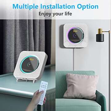 AONCO Wall-Mounted Portable CD Player with Bluetooth