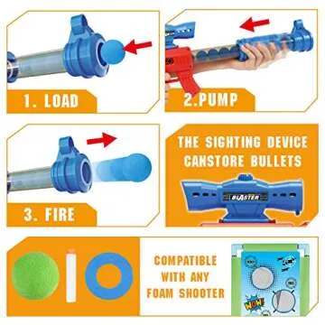 SpringFlower Shooting Game Toy for 5 6 7 8 9 10+ Years Olds Boys,2pk Foam Ball Popper Air Toy Guns w...