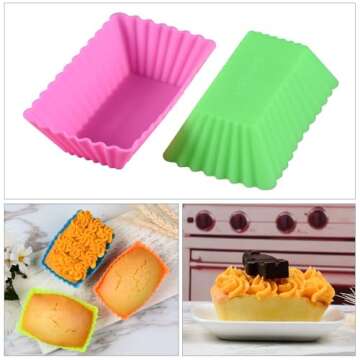 Silicone Baking Cups Cupcake Liners - 24 Pcs Reusable Silicone Molds Including Round, Rectanguar, Square, Flower Food Grade Silicone