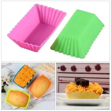 Silicone Baking Cups Cupcake Liners - 24 Pcs Reusable Silicone Molds Including Round, Rectanguar, Square, Flower Food Grade Silicone