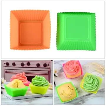 Silicone Baking Cups Cupcake Liners - 24 Pcs Reusable Silicone Molds Including Round, Rectanguar, Square, Flower Food Grade Silicone