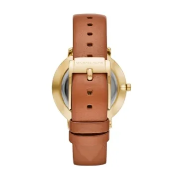 Michael Kors Pyper Three-Hand Gold-Tone Leather Women's Watch