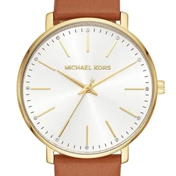 Michael Kors Pyper Three-Hand Gold-Tone Leather Women's Watch