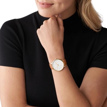 Michael Kors Pyper Three-Hand Gold-Tone Leather Women's Watch