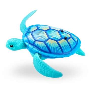 ROBO ALIVE Robo Turtle Robotic Swimming Turtle (Orange + Blue) by ZURU Water Activated, Comes with B...