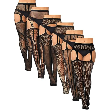 Jadive Stylish 6 Pairs Plus Size Fishnet Thigh High Stockings