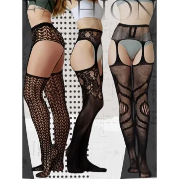 Stylish Jadive Fishnet Thigh High Stockings for Plus Sizes
