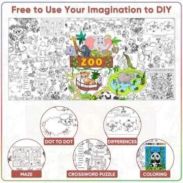 DDMY Zoo Giant Coloring Poster for Kids Parties and Schools