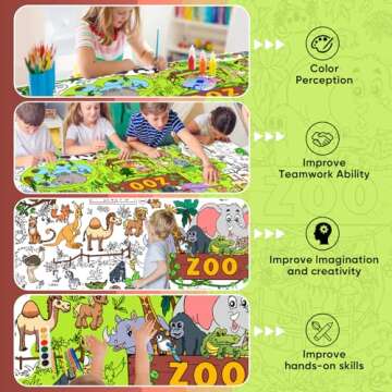 DDMY Zoo Giant Coloring Poster for Kids Parties and Schools