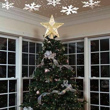 DG-Direct Christmas Tree Topper Lighted Star [Gold],3D Hollow Sparkling Star Christmas Tree Topper w...