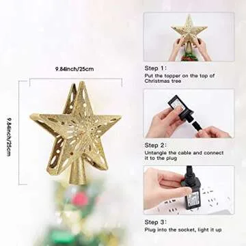 DG-Direct Gold Lighted Christmas Tree Star Topper