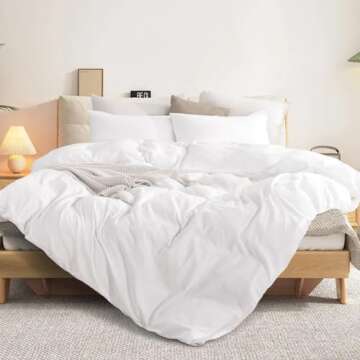 NEXHOME PRO Cotton Duvet Cover Queen Size White, Organic Natural Linen Feel 100% Washed Cotton 3 Pieces Bedding Set with Zipper Closure & Corner Ties, Breathable(No Comforter)