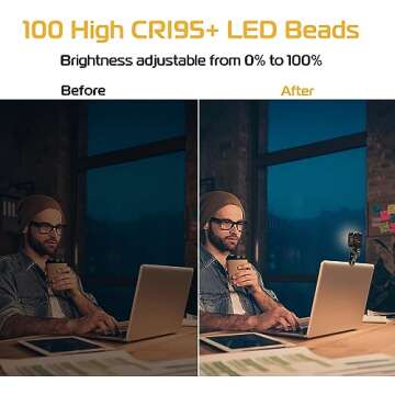 ULANZI VL100X Selfie Light, LED Video Camera Light, Portable Clip on Light Panel for Camera/Phone/La...