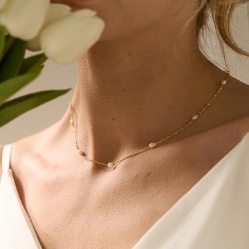 Chic Pearl Choker Necklace for Women - Dainty 14k Gold Plated Design