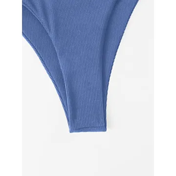 Verdusa Women's High Cut Triangle Bikini Swimsuit - Blue