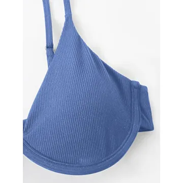 Verdusa Women's High Cut Triangle Bikini Swimsuit - Blue