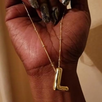 14K Gold Plated Bubble Letter Initial Necklace for Women