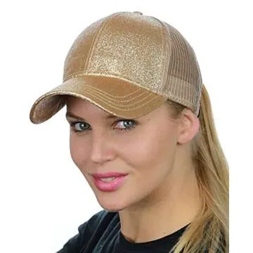 Trendy C.C Ponycap with Glitter for Ponytails & Buns
