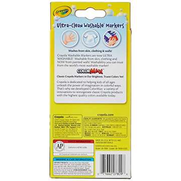Crayola Ultra Clean Washable Markers, Fine Line , School Supplies, 8 Count