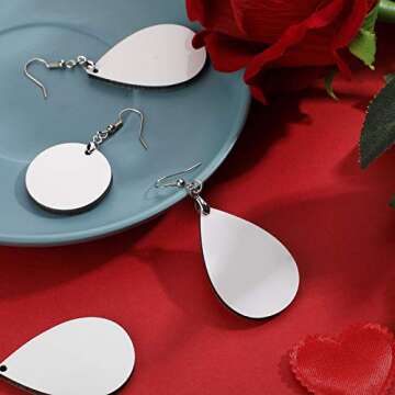 24 Pieces Sublimation Earring Blank Double MDF Sublimation Printing Heat Wood Transfer Earrings Hooks and Jump Rings for Women Girls Birthday Party Halloween Christmas Making DIY Craft Jewelry Making