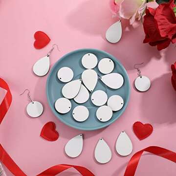 24 Pieces Sublimation Earring Blank Double MDF Sublimation Printing Heat Wood Transfer Earrings Hooks and Jump Rings for Women Girls Birthday Party Halloween Christmas Making DIY Craft Jewelry Making